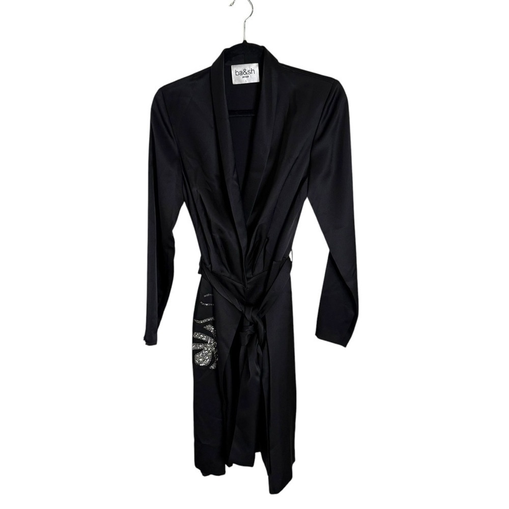 Ba&sh x Jay Ahr Black Janeiro Wrap Dress Size 6 Party Evening Wedding Guest LBD